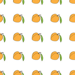 Background with juicy fruits. Fruit seamless pattern. Vector illustration