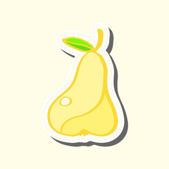 Pear sticker hand draw colored in flat style