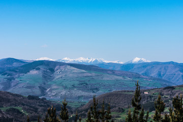 blue sky over snowy mountain