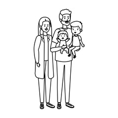 young parents couple with son and baby