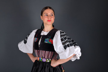 Slovak folklore. Slovakian folklore girl. 
