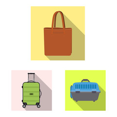 Vector design of suitcase and baggage symbol. Set of suitcase and journey vector icon for stock.