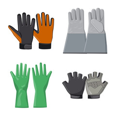 Isolated object of glove and winter logo. Collection of glove and equipment vector icon for stock.