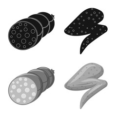 Vector illustration of meat and ham sign. Set of meat and cooking stock vector illustration.