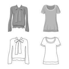 Vector design of woman and clothing symbol. Set of woman and wear stock symbol for web.