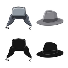 Isolated object of headgear and cap sign. Collection of headgear and accessory vector icon for stock.
