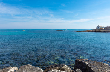 Italy, Marina di Ostuni, view of the entrance to the port.
