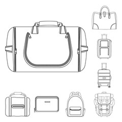 Isolated object of suitcase and baggage logo. Set of suitcase and journey stock symbol for web.