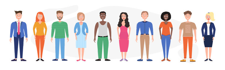 Different people. Vector illustration of men and women 