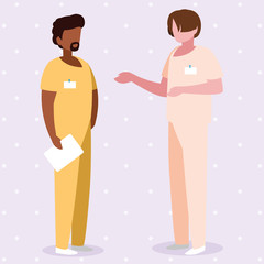 interracial male medicine workers with uniforms