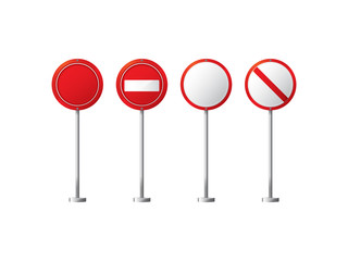 Stop sign red and white, traffic sign vector