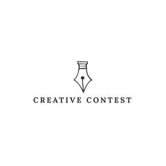A feather pen tip, vector hand drawn logo template. Creative Contest theme.