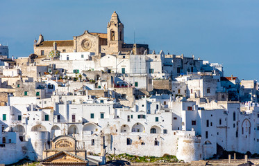 Fototapeta na wymiar Italy, Ostuni, view of the historic center located on a hill.