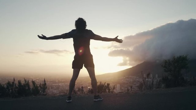 Free male runner at sunrise