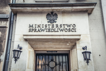 Side entrance to the building of Polish Ministry of Justice in Warsaw