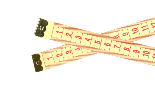 Metric measuring tape isolated on white background