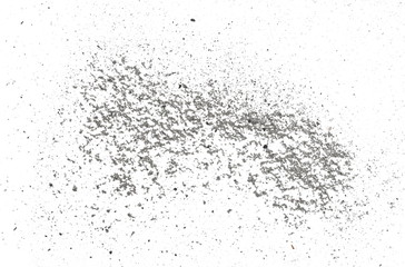 Ash, dust isolated on white background, texture top view