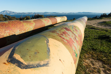 Twin cannons from World War 2 in Tarifa ,Spain