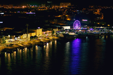 top view of the night city of Porto, Portugal, beautiful view