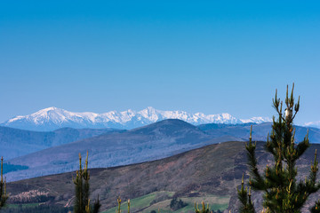 blue sky over snowy mountain