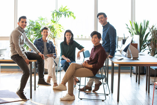 Portrait of confident young abroad students