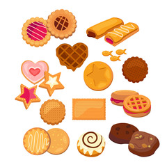 Delicious cookies set. Collection of sweet biscuits. Can be used for topics like dessert, food, bakery