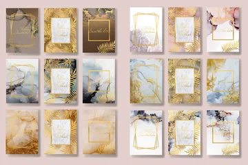 Schilderijen op glas  background texture luxury liquid marble and gold. for business cards, flyers, flyer, banner, website, paper printing. trend vector © chikovnaya