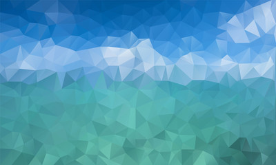 Сyan modern geometrical abstract background. Can be used as a texture, new background. Geometric background, geometric mosaic tile, Origami style, triangulation technique. Marine theme.