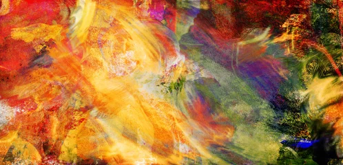 Photo sur Plexiglas Mélange de couleurs tableau abstrait raclette format paysage