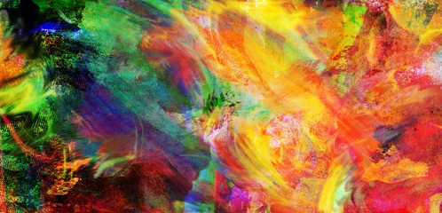 Tableaux sur verre Mélange de couleurs abstrait coloré couleurs textures raclette