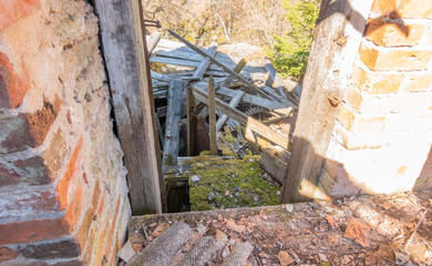 ruins of wate rmill in the forest