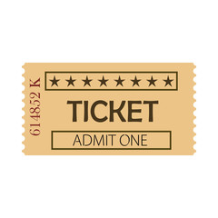 Ticket admit one vector illustration. Pass, coupon, free enter. Tickets concept. Vector illustration can be used for topics like entertainment, leisure, business