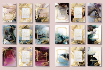 Schilderijen op glas  background texture luxury liquid marble and gold. for business cards, flyers, flyer, banner, website, paper printing. trend vector © chikovnaya