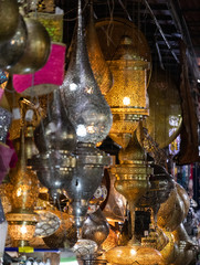 Lanterns shop in a souk in Marrakesh medina, Morocco