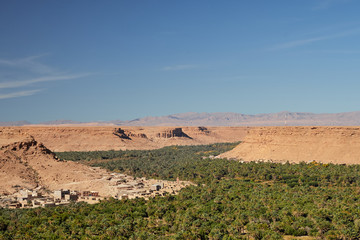 Huge palm grove in Ziz valley, Morocco. Aerial view