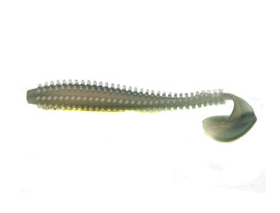 Fishing lure silicone twister isolated on white background.