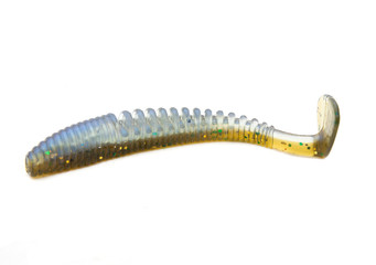 Fishing lure silicone twister isolated on white background.