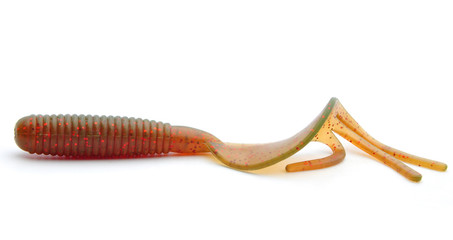 Fototapeta premium Fishing lure silicone twister isolated on white background.