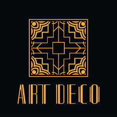 Beautiful emblem, badge for template logo in modern art deco style