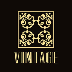 Beautiful emblem, badge for template logo in modern art deco style