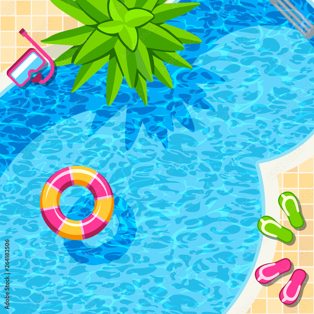 Canvas Prints Swimming pool top view for relax vector background. Illustration of summer pool in hotel