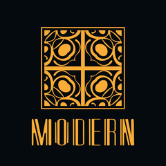 Beautiful emblem, badge for template logo in modern art deco style