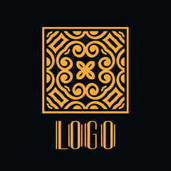 Beautiful emblem, badge for template logo in modern art deco style