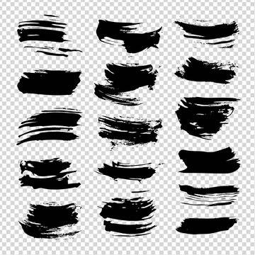 Textured abstract black strokes on imitation transparent background