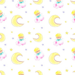 Angel boy seamless pattern