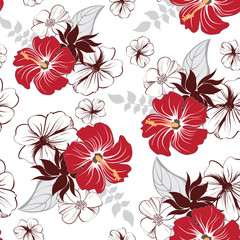 hand draw flower design seamless pattern 