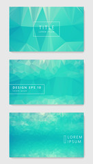 Multicolor modern background set. Gradient shapes composition. Geometric background, geometric mosaic tile, Origami style, triangulation technique. Marine theme.