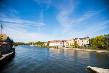 View from the stone bridge in Regensburg. Stone bridge