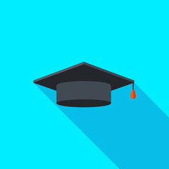 Students cap, education Icon. Graduation hat, school study, trencher icon