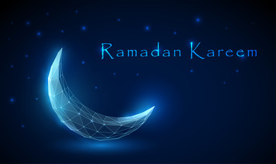 Obraz na płótnie Canvas Low poly abstract crescent. Ramadan Kareem background